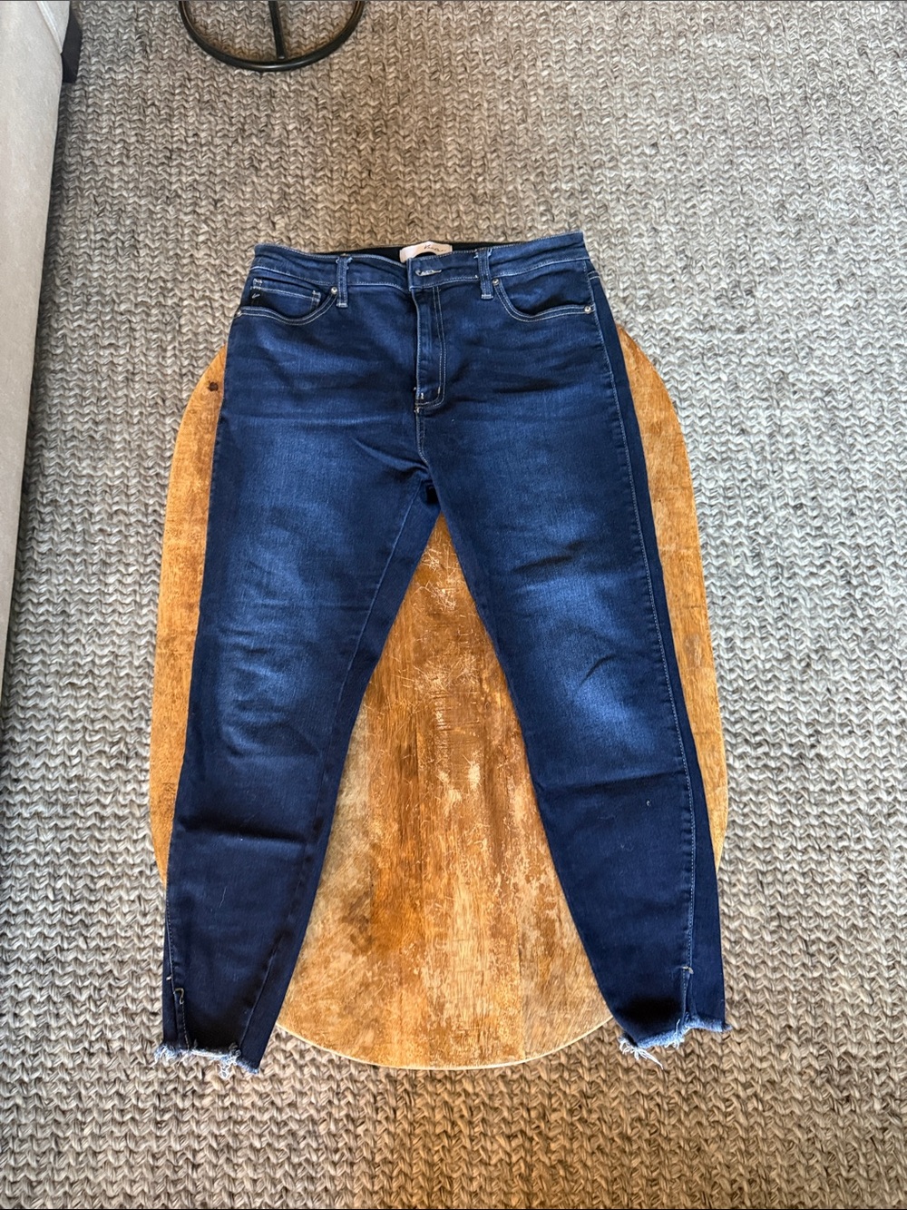 KanCan Dark Indigo High-Rise Skinny Jeans with Raw Hem